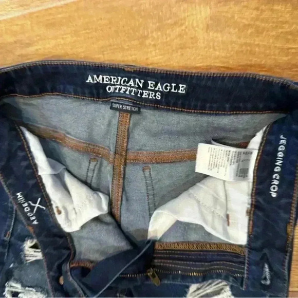 American Eagle AE Stretch Jean Jegging crop frayed end distressed 6R Style#:9782 - Picture 5 of 9